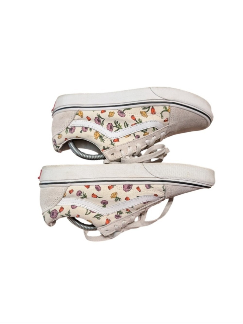Women's Low-Top Sneakers Cream Floral Print - Picture 3 of 7